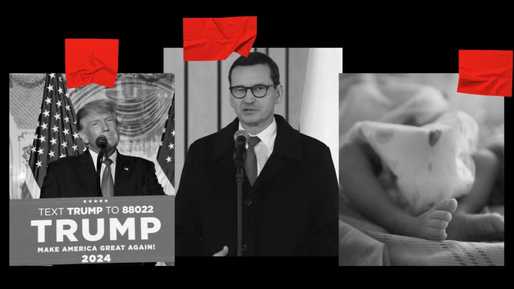 Donald Trump, Mateusz Morawiecki y un bebé.