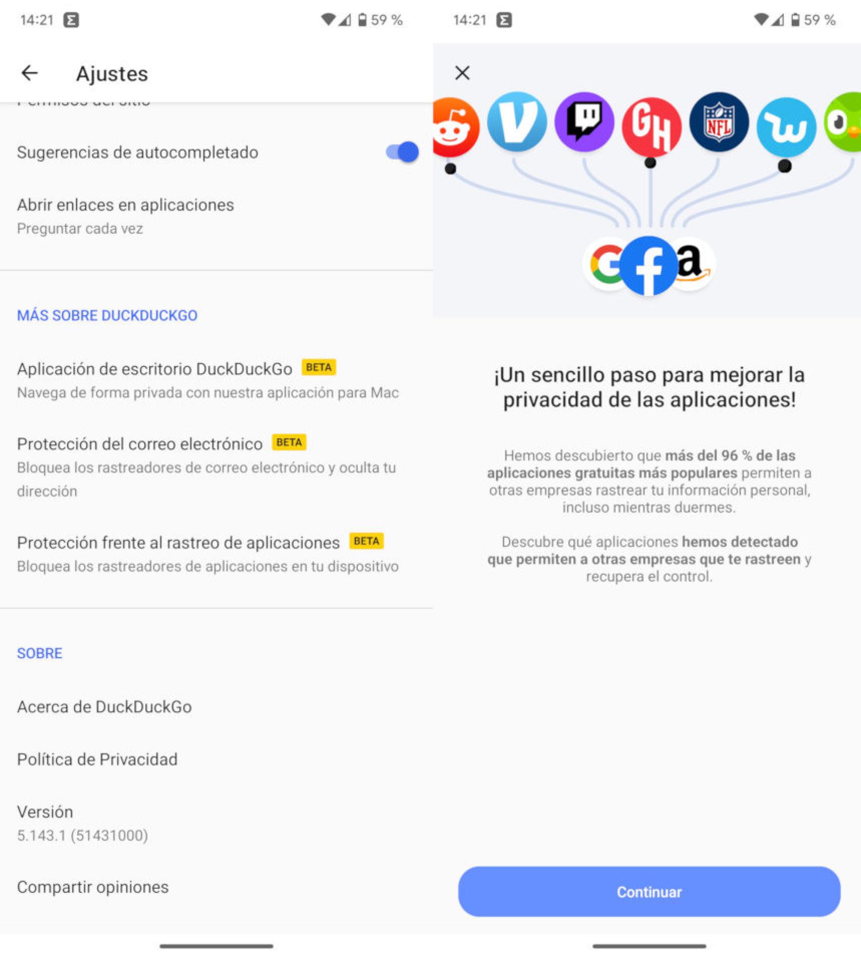 Protección contra el rastreo de DuckDuckGo