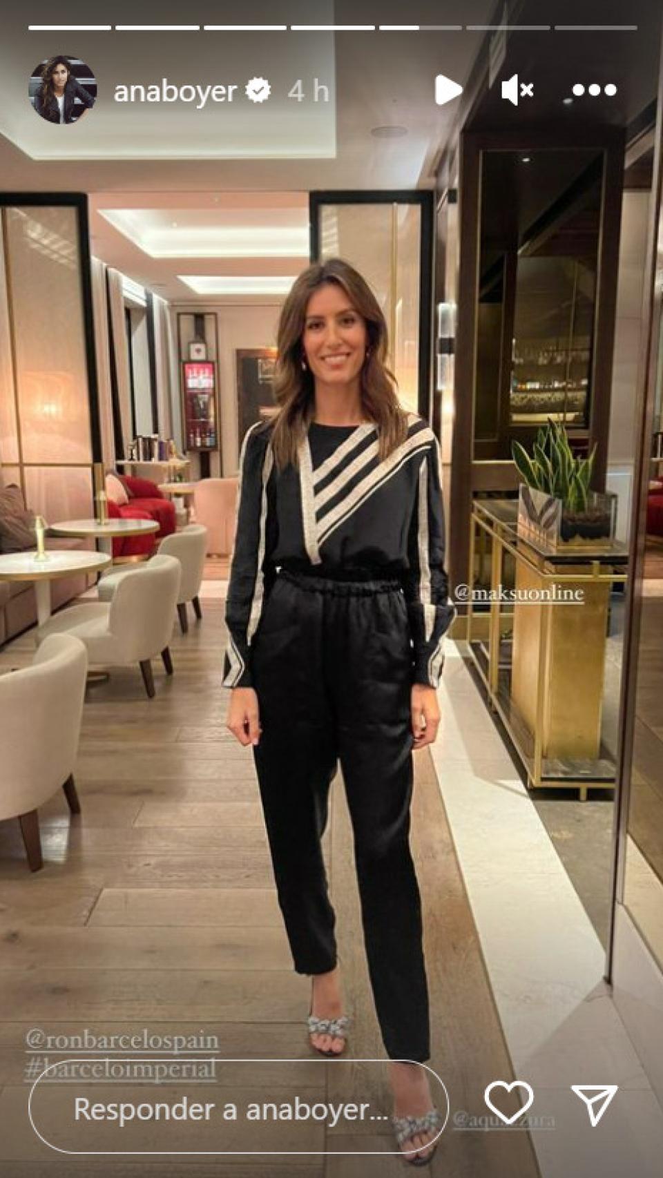 Ana Boyer ha mostrado su estilismo en sus 'stories' de Instagram.