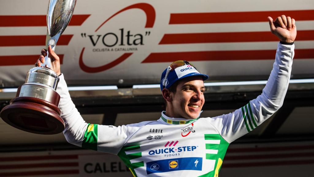 Álvaro Hodeg celebra una victoria en la Volta a Cataluña