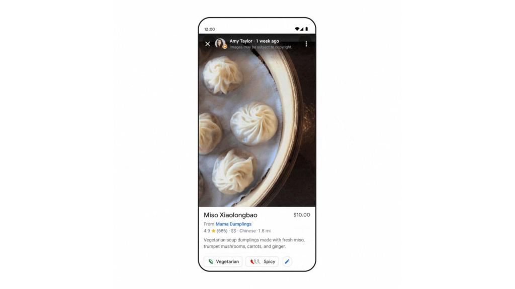 Búsqueda de comida en restaurantes cercanos en Google