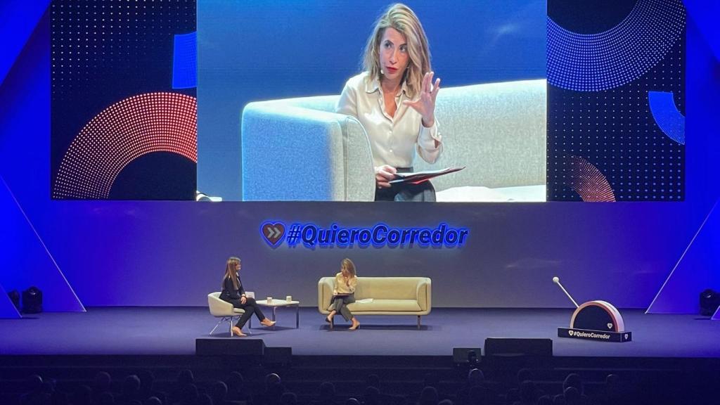 Raquel Sánchez, durante su intervención en el acto empresarial. EE