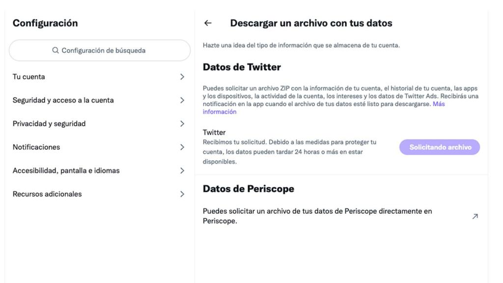 Función para descargar tus datos.