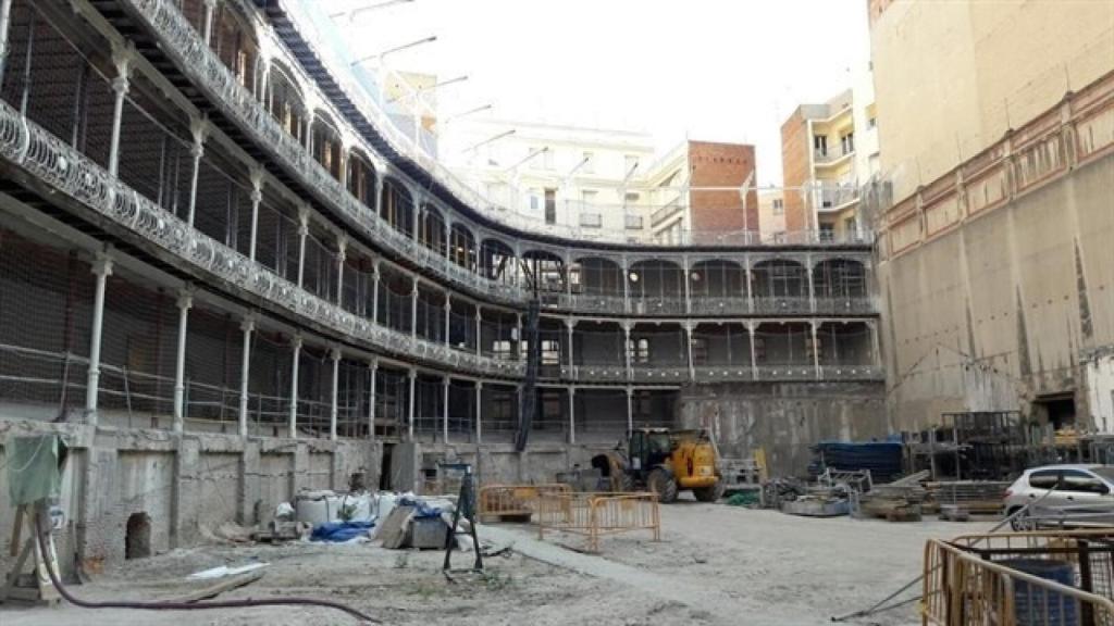 Obras del Frontón Beti-Jai en 2018.