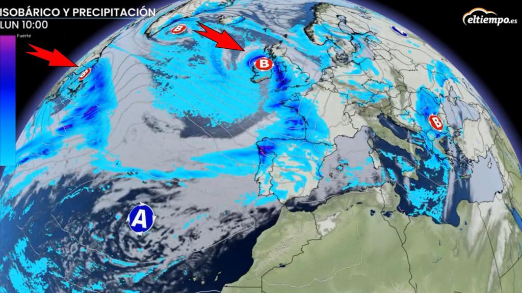 El tránsito de borrascas que afectará a España. ElTiempo.es.