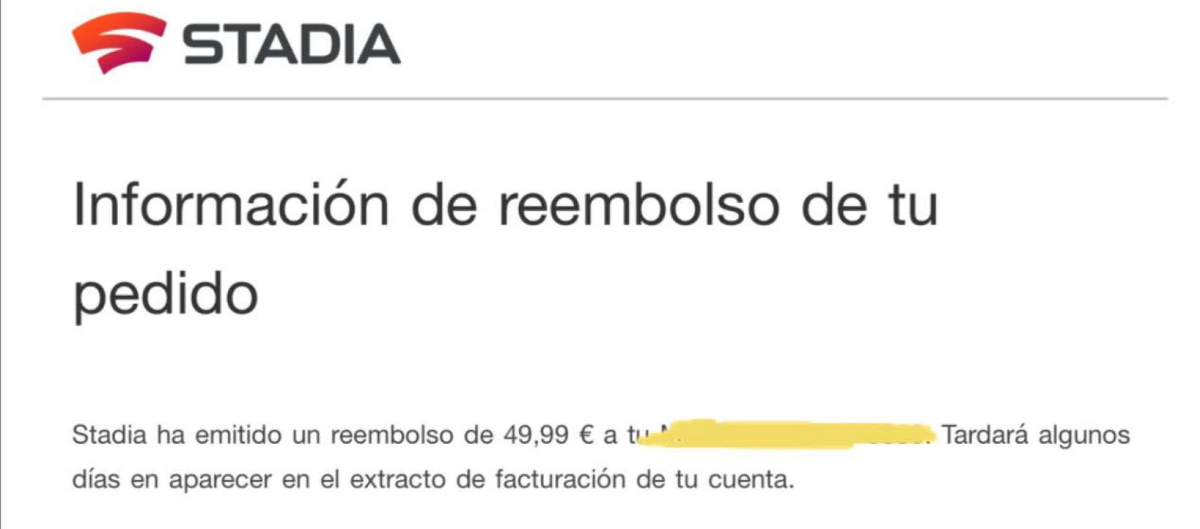 Reembolso de un artículo en Stadia