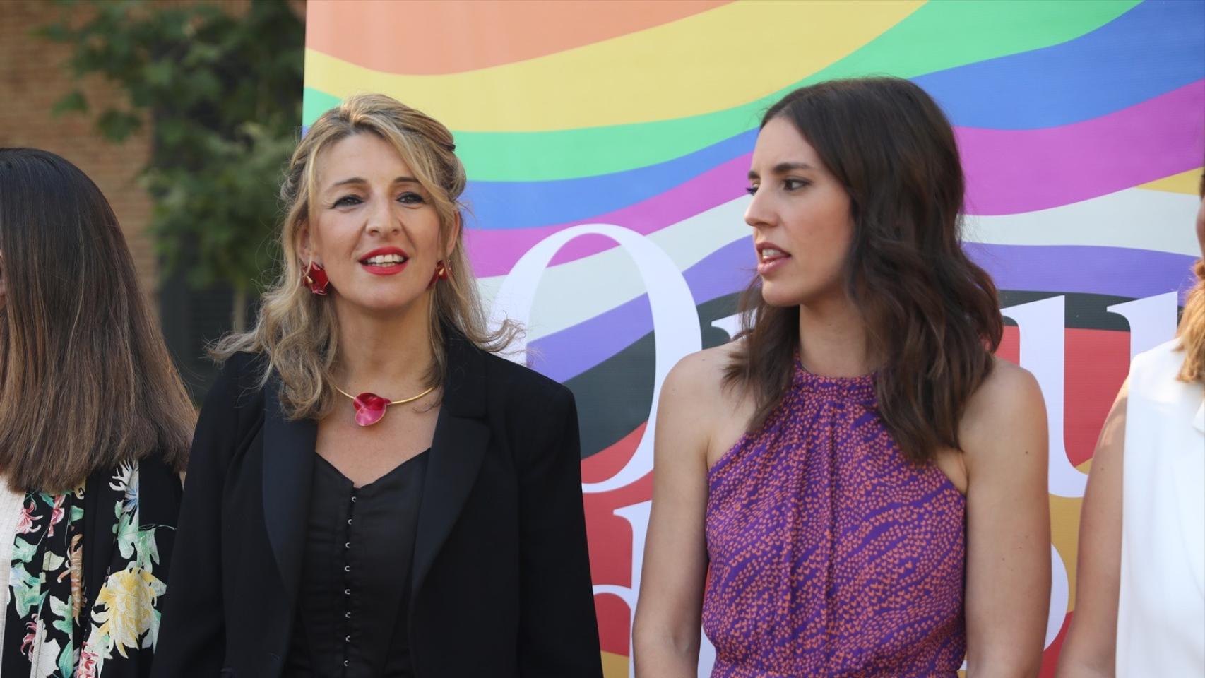 La vicepresidenta segunda del Gobierno, Yolanda Díaz, y la ministra de Igualdad, Irene Montero.