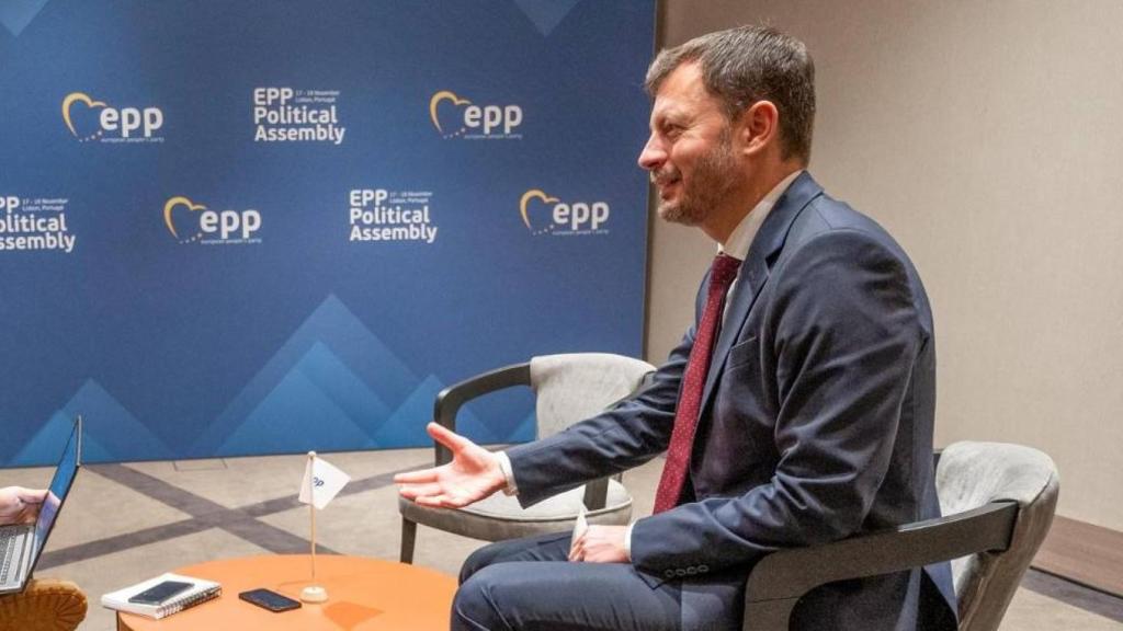 Eduard Heger, primer ministro de Eslovaquia, durante la entrevista con EL ESPAÑOL.