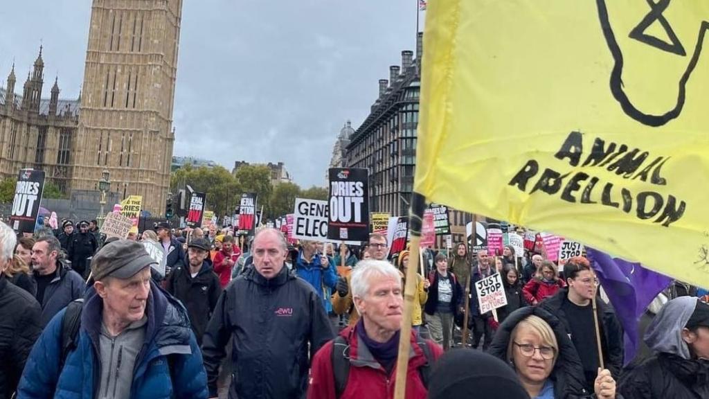 Manifestación de Animal Rebellion en el centro de Londres.