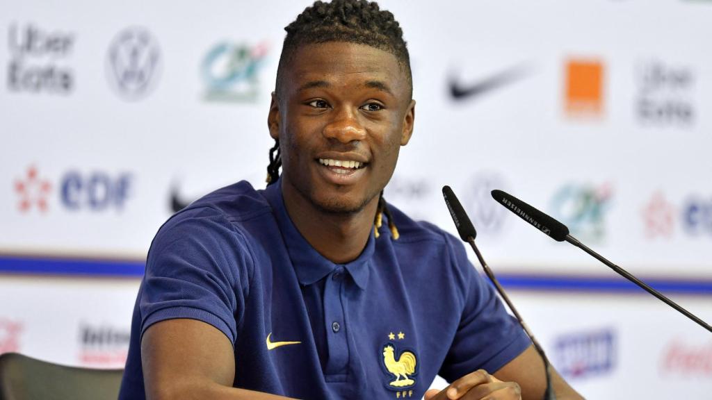 Eduardo Camavinga, en rueda de prensa con la selección de Francia