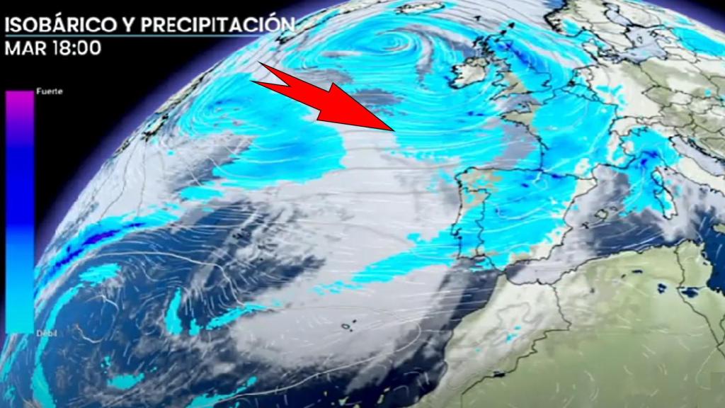 La aproximación de la borrasca Denise a España. El tiempo.es.