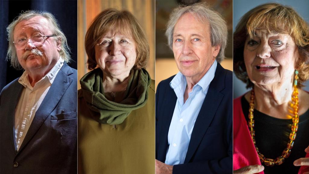 Peter Sloterdijk, Svetlana Aleksiévich, Pascal Bruckner y Ana Blandiana en los Encuentros de Pamplona 77-22. Fotos: Txisti