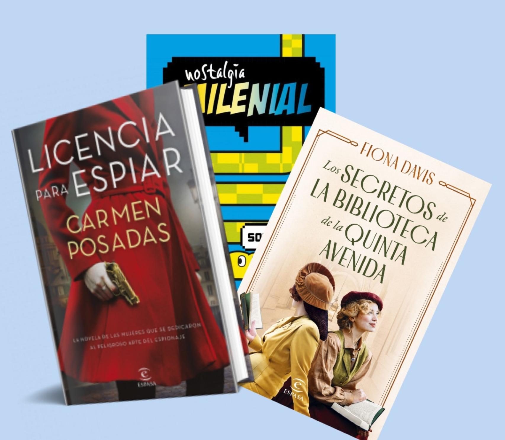 La portada de tres libros.