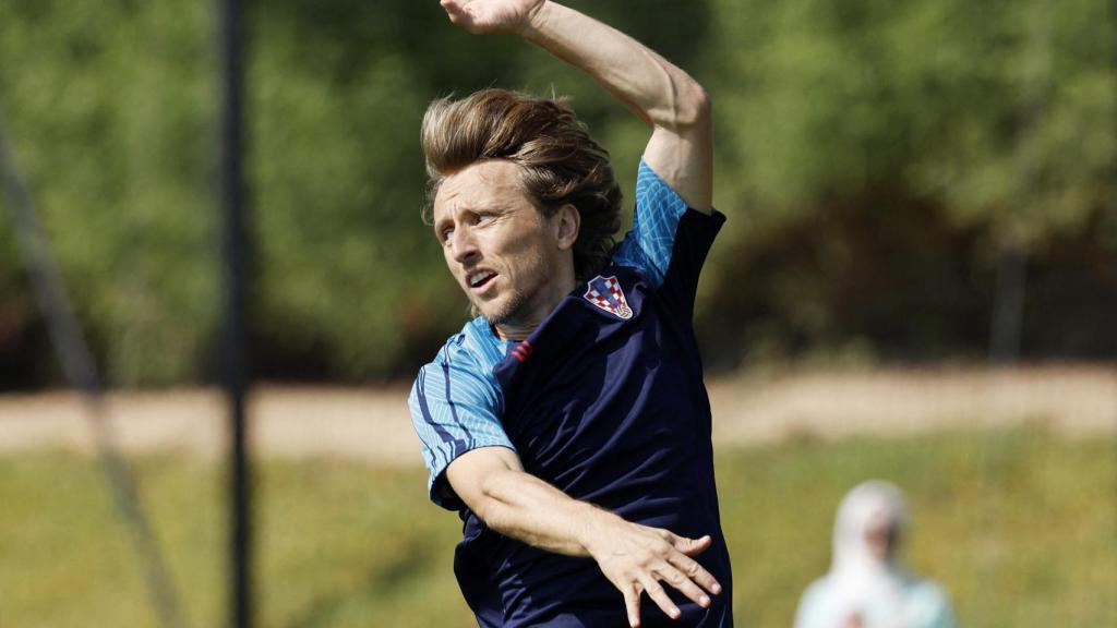 Luka Modric durante un entrenamiento con Croacia