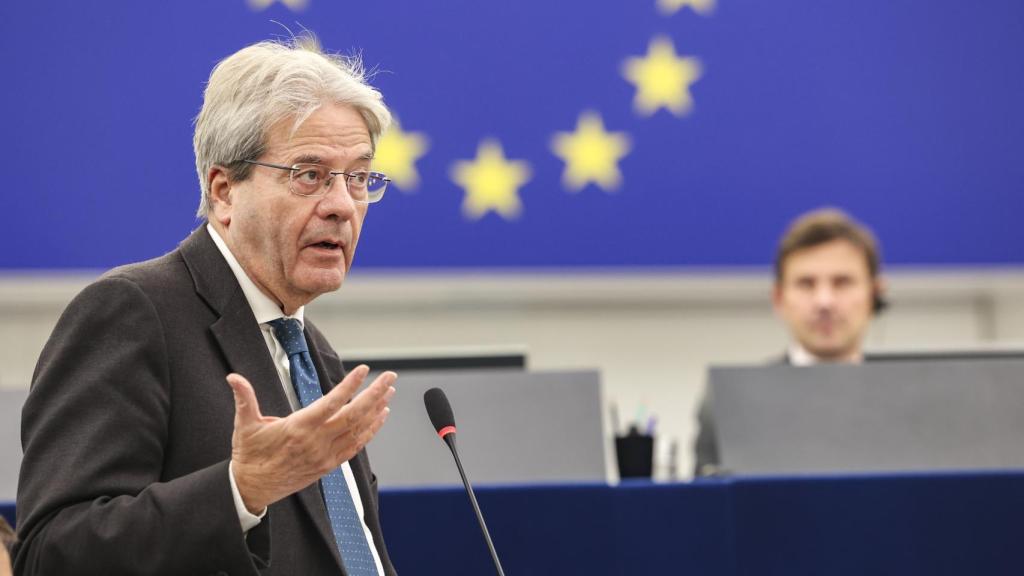 El comisario de Asuntos Económicos, Paolo Gentiloni, durante una intervención este miércoles en la Eurocámara