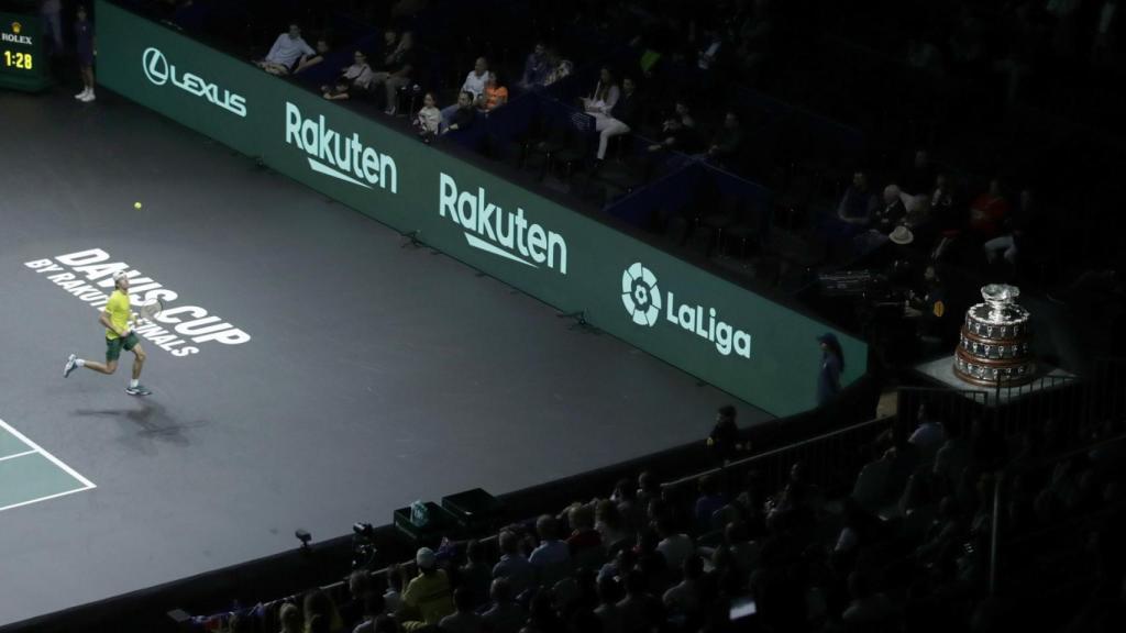 Alex De Miñaur durante un partido de la Copa Davis disputada en Málaga
