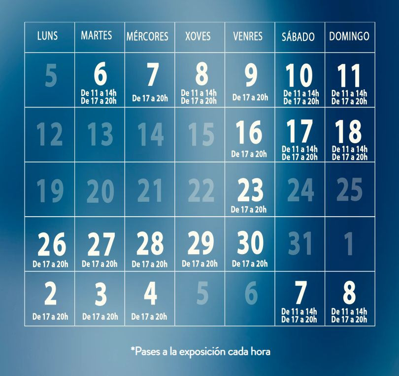 Calendario de la exposición.
