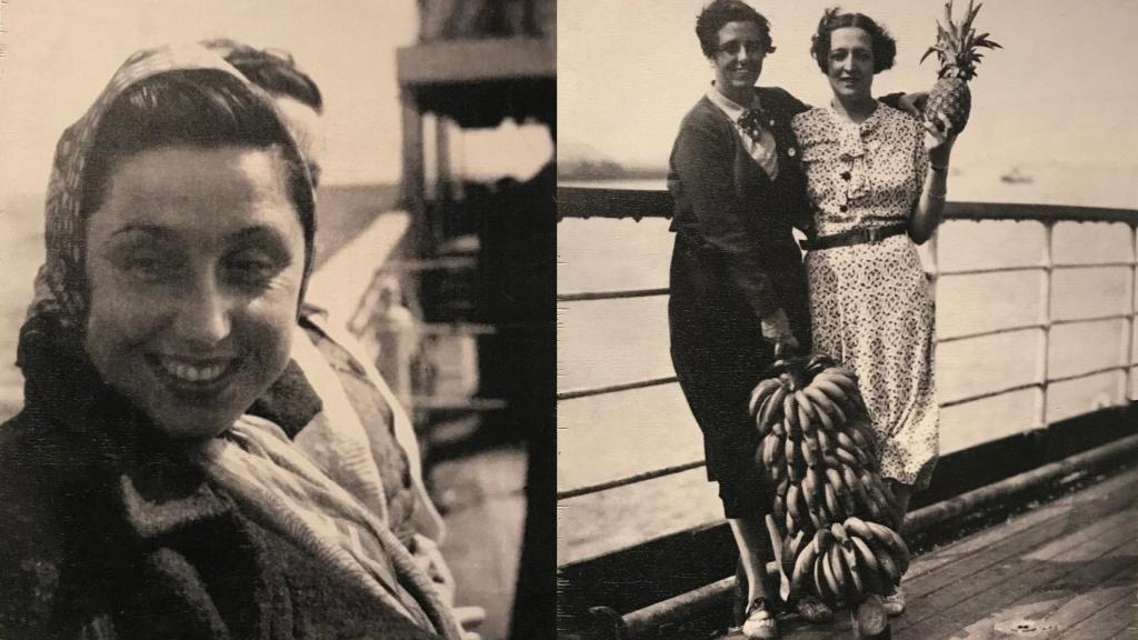 Luisa Carnés, rumbo al exilio, en 1939 (izda.) y Victoria Durán con Mª del Carmen Vernacci.