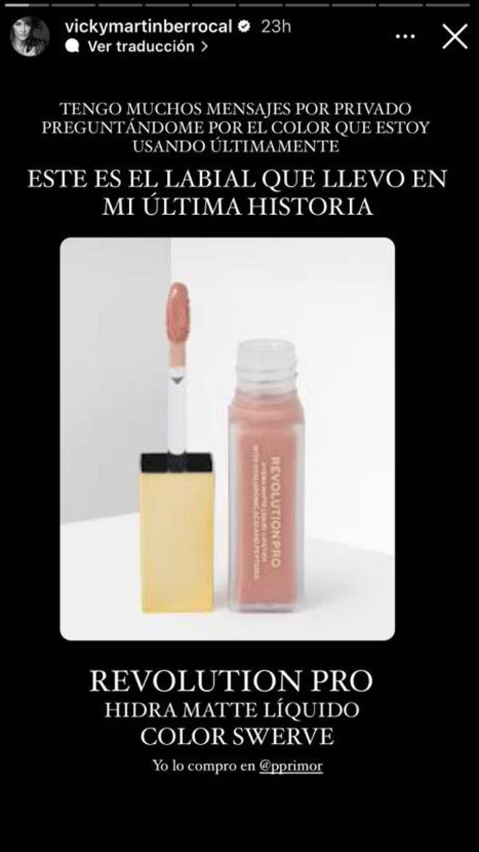 Vicky Martín Berrocal ha mostrado el labial que utiliza.