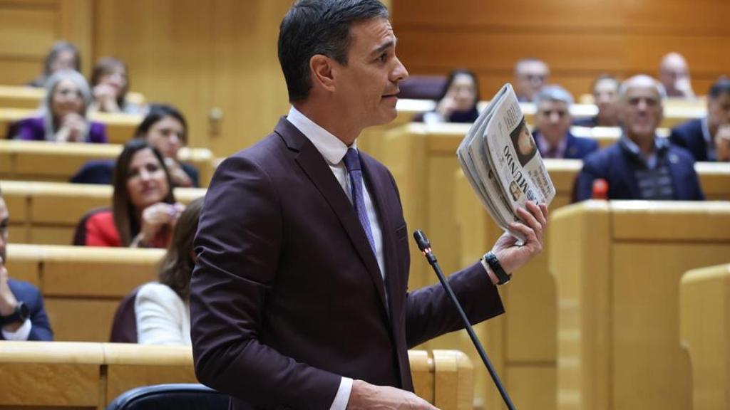 El presidente del Gobierno, Pedro Sánchez, este martes en el Senado.