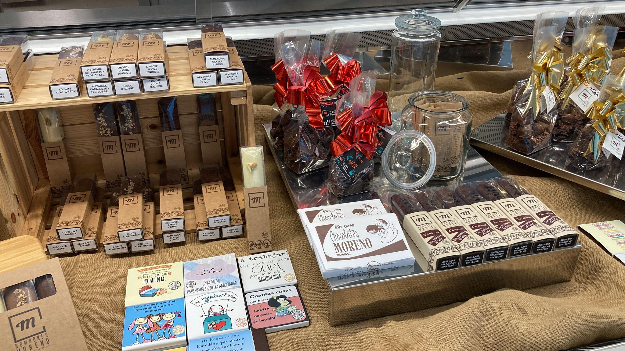 Productos de Bombones Moreno en el Mercado de Adormideras de A Coruña (Cedidas).