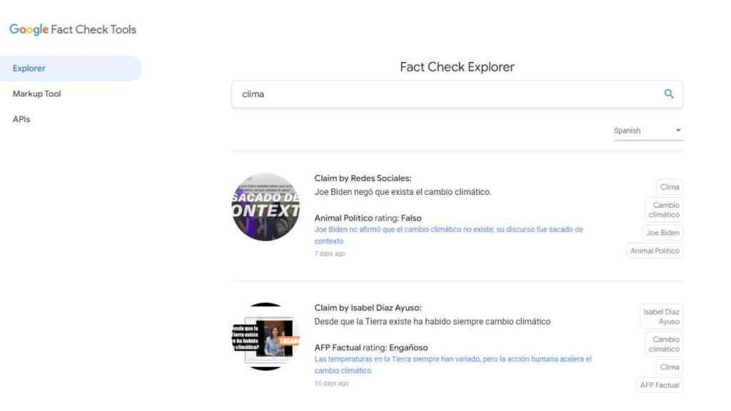 Google Fact Check Tool