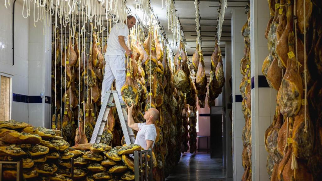 Sala de curación de los jamones La Solera, en la Alpujarra granadina.