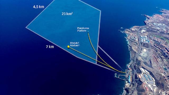 La zona frente a la costa de Gran Canaria que sirve de banco de pruebas de la Plataforma Oceánica de Canarias.