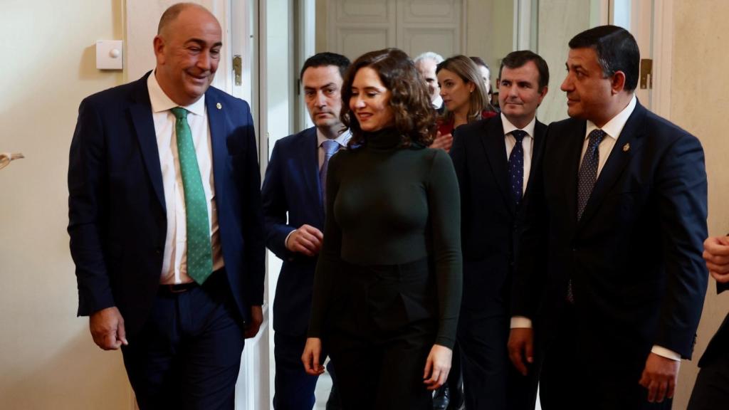El presidente de la Diputación de Segovia, Miguel Ángel de Vicente, esta mañana en el acto en Madrid con Isabel Díaz Ayuso.
