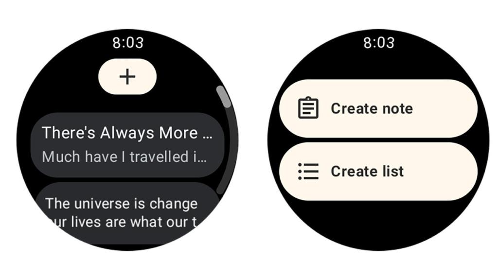 Nuevo diseño de Keep en Wear OS 3