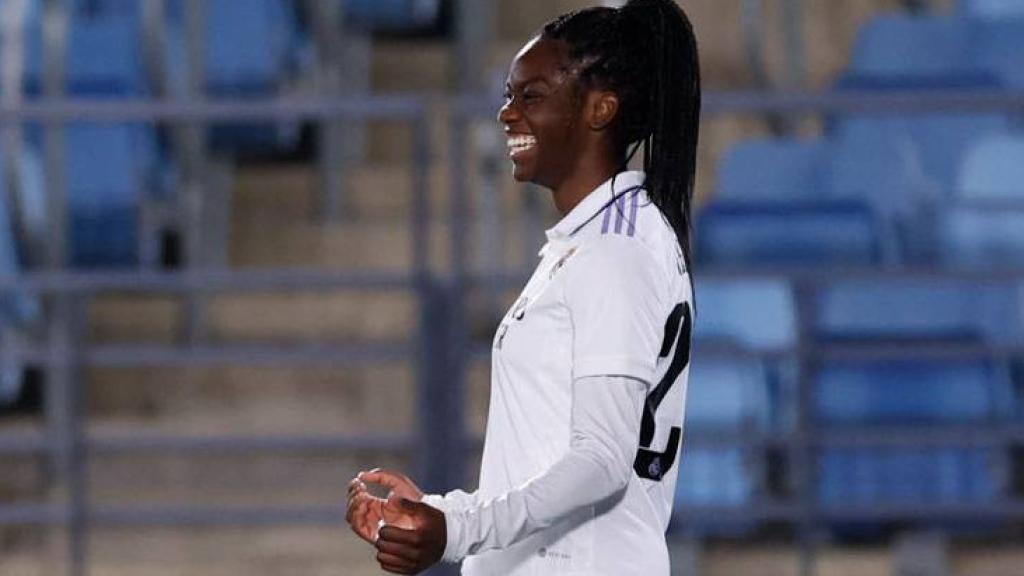 Naomie Feller, celebrando un gol con el Real Madrid Femenino en la Liga F 2022/2023