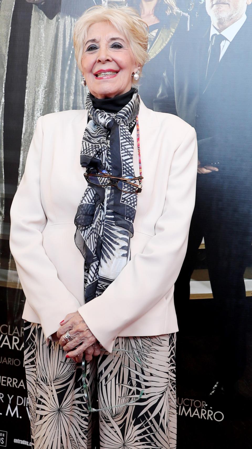 La artista Concha Velasco en el 'photocall' de presentación de una de sus últimas funciones, 'El Funeral', en 2018.