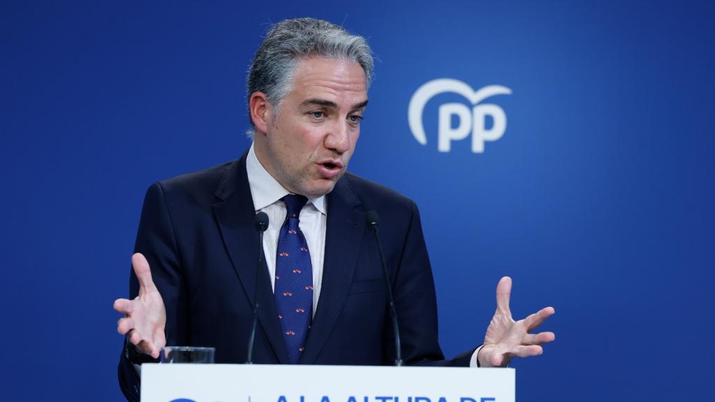 Elías Bendodo, coordinador general del PP, este lunes en Génova.