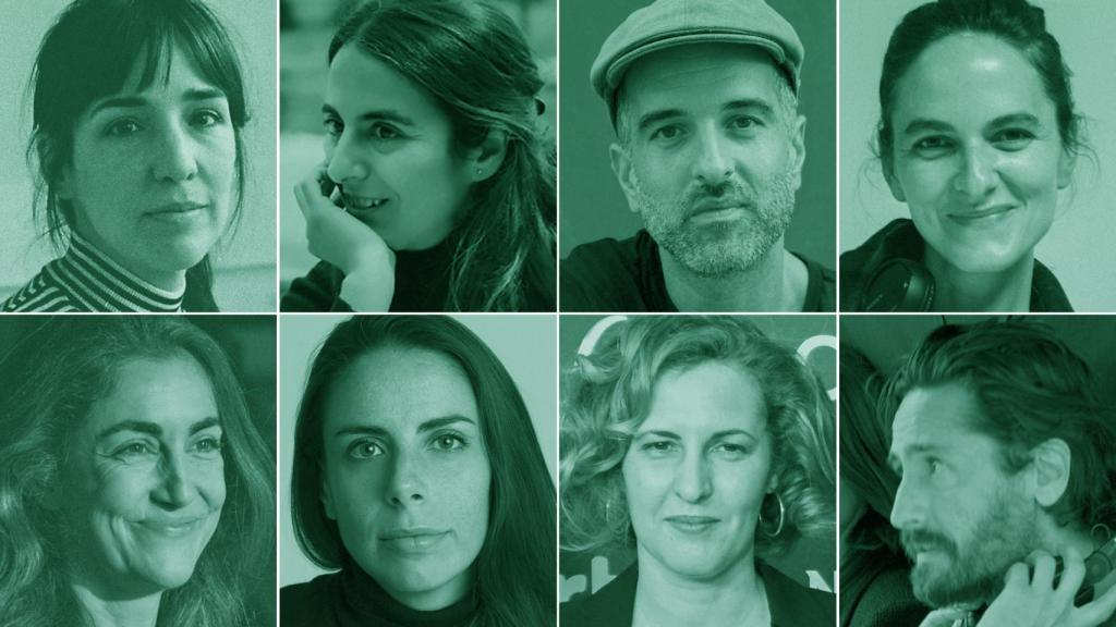 Alauda Ruiz de Azúa, Elena López Riera, Mikel Gurrea y Andrea Bagney. Abajo,  Avelina Prat, Estefanía Cortés, Carlota Pereda y Juan Diego Botto