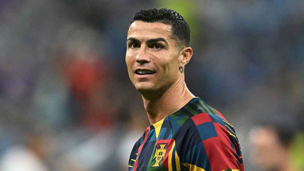 Cristiano Ronaldo, durante el calentamiento de la selección de Portugal