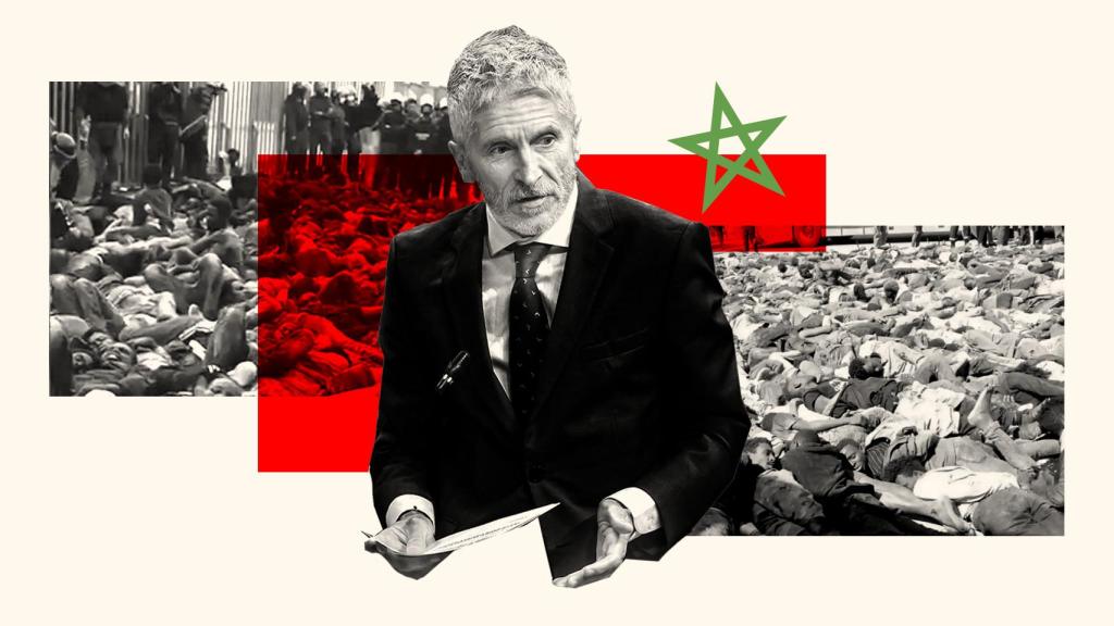 El ministro, junto a imágenes de la tragedia del 24 de junio.