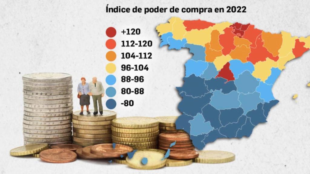 Mapa del poder adquisitivo en España 2022. Imagen: El Debate