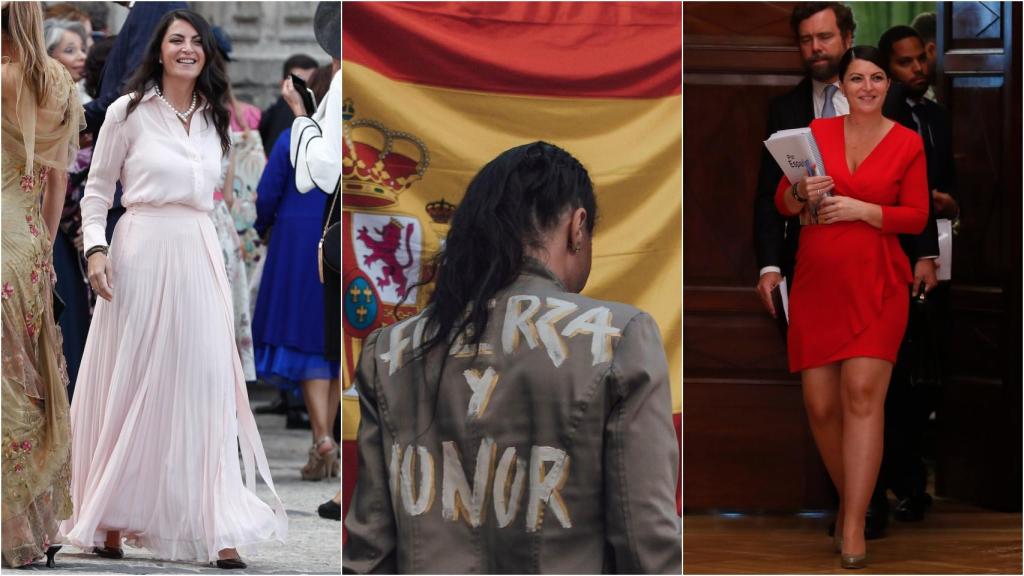 Macarena Olona en tres momentos de su tiempo en Vox.