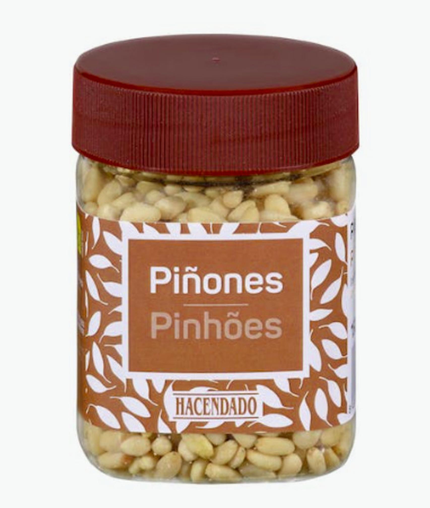 El bote grande de piñones de Mercadona.