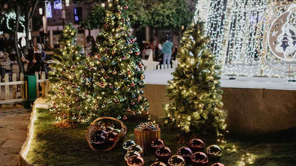 Decoración navideña en Pontevedra en 2020.