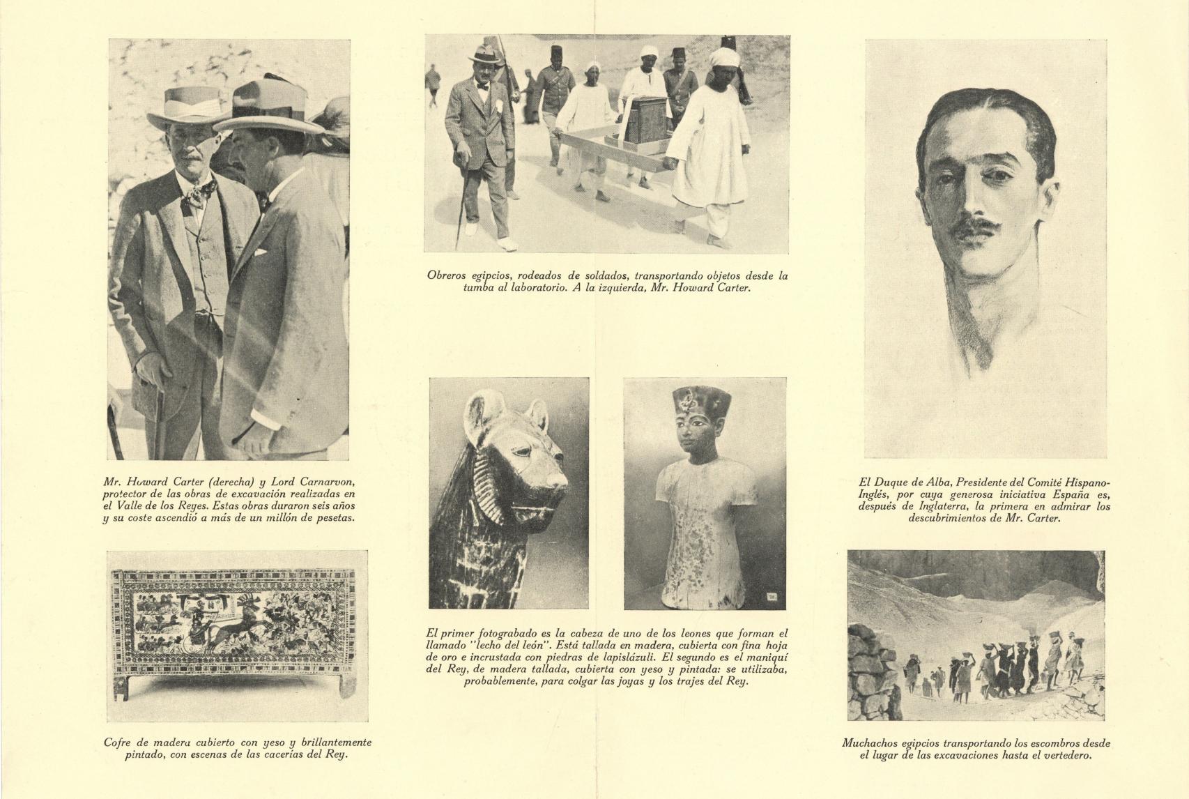 Folleto de la conferencia sobre el descubrimiento de la tumba de Tutankamón impartida por Howard Carter.