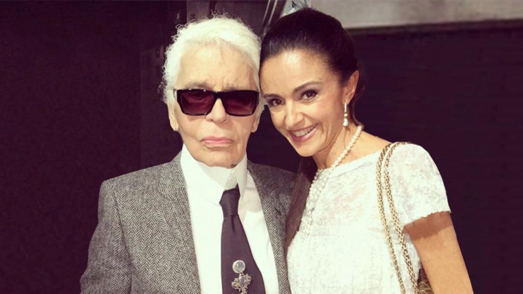 Luna de Casanova con Karl Lagerfeld