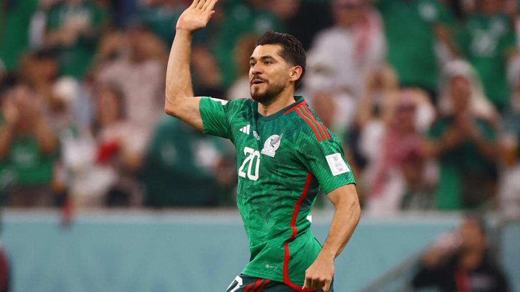 Henry Martín, celebrando su gol con la selección de México en el Mundial de Qatar 2022