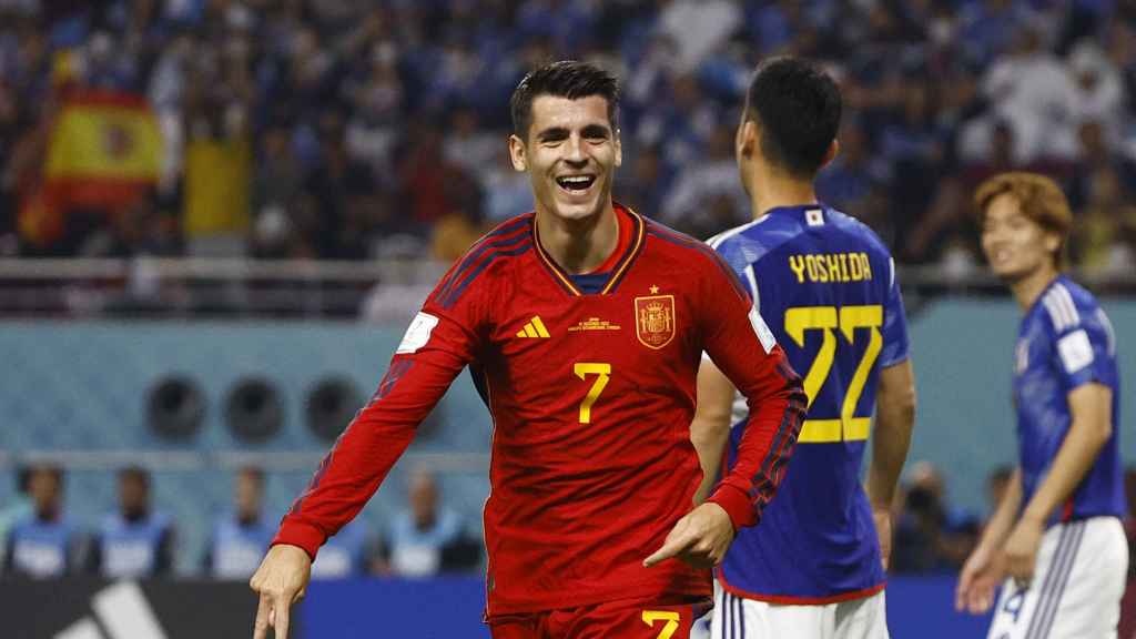 Morata celebra un gol de Japón