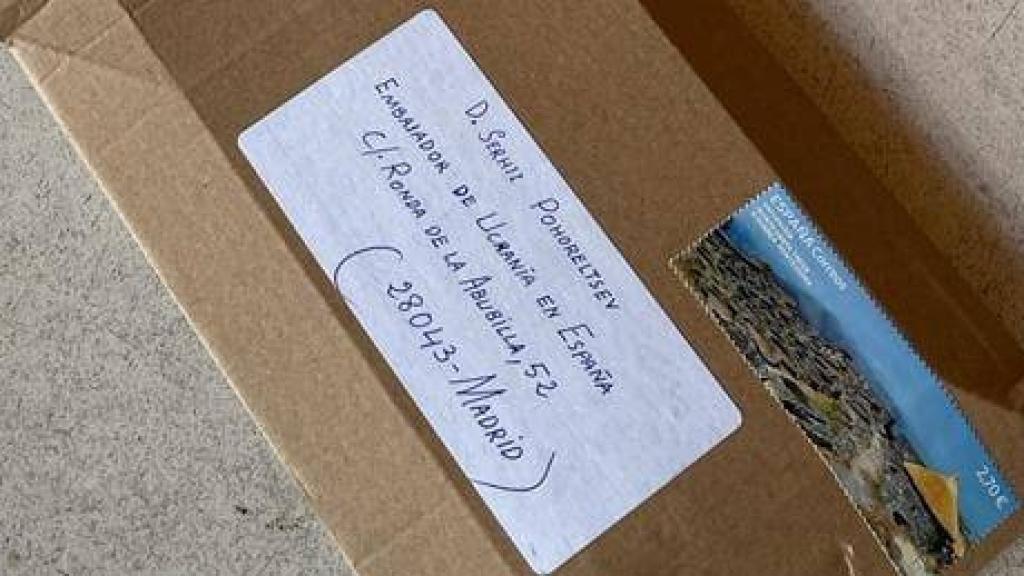 La carta bomba enviada al embajador de Ucrania.