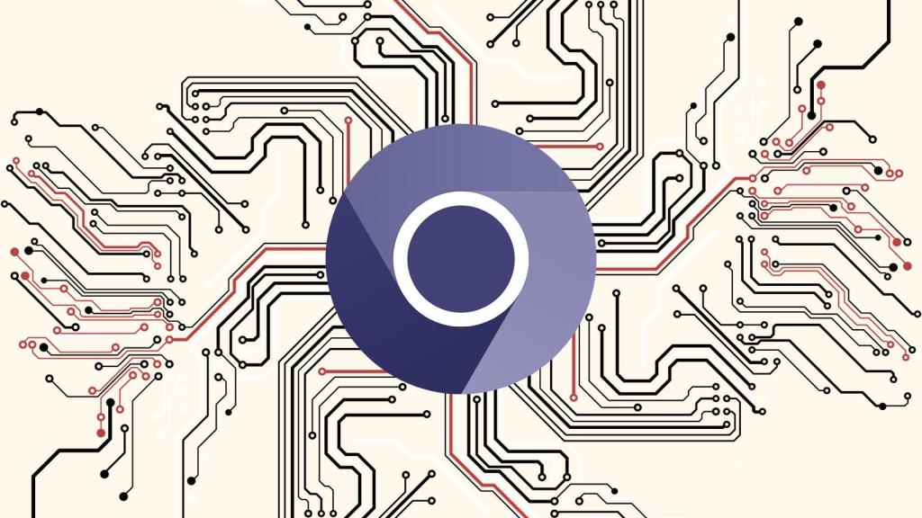 Fotomontaje con el logo de Google Chrome.