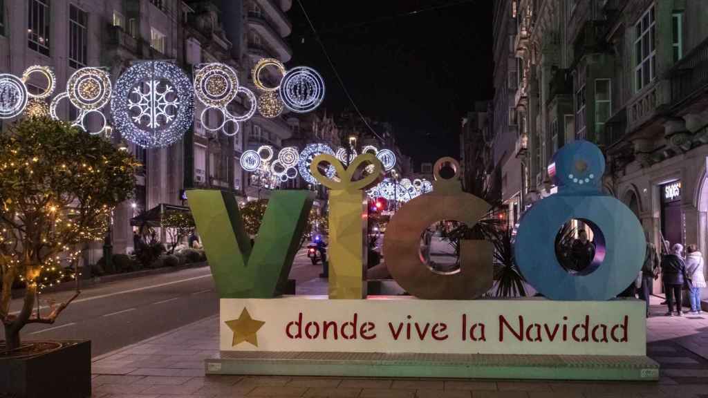 Decoración navideña en Vigo.