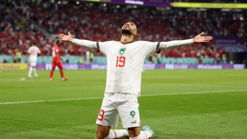 En Nesyri celebra su gol ante Canadá.