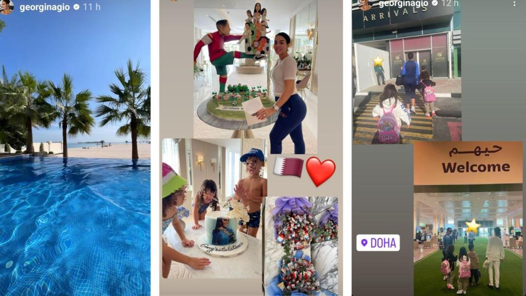 La llegada de Georgina y sus hijos a Doha.