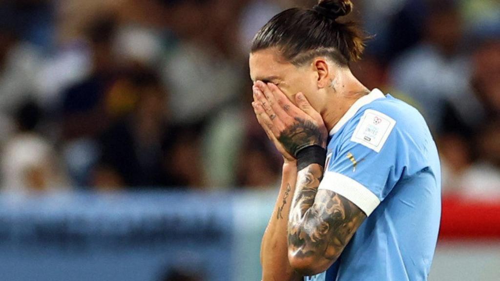 Darwin Núñez se lamenta en el partido ante Ghana.